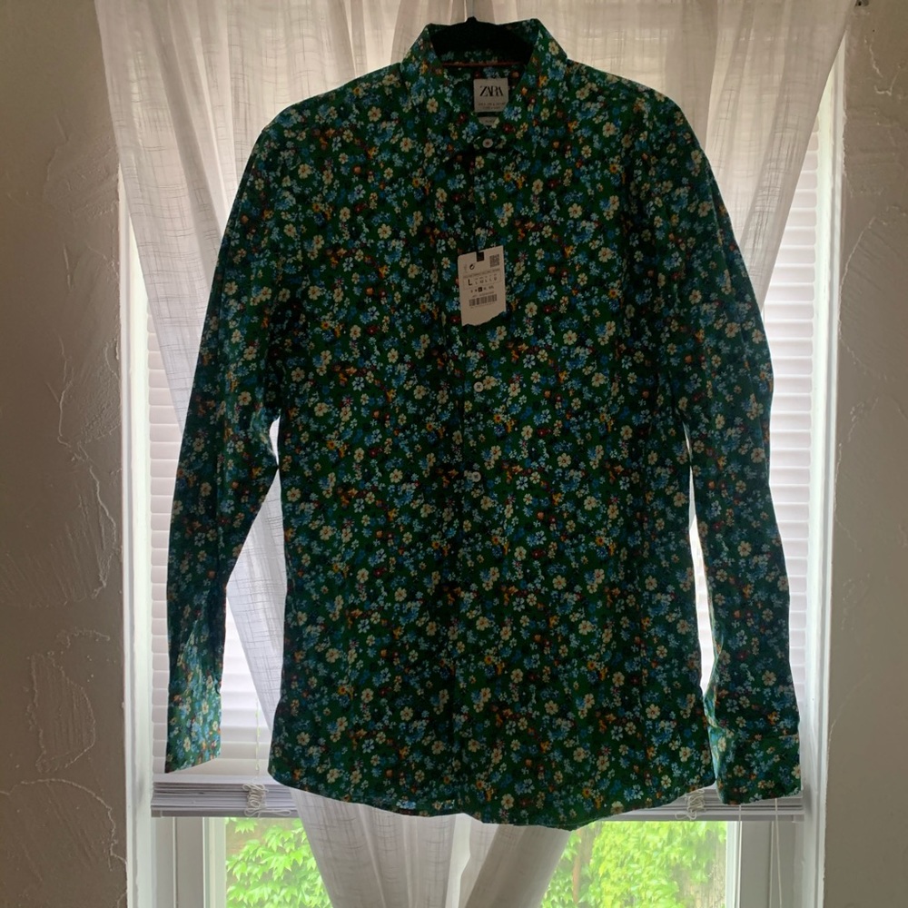 Zara floral print button up